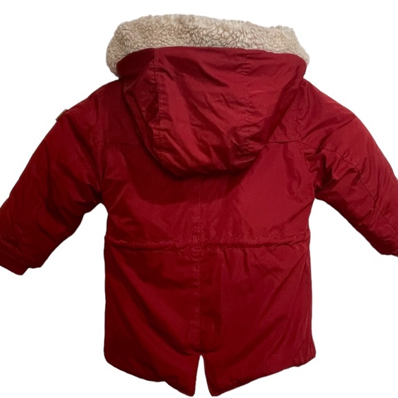 Zara Baby Brick Red Faux Sherpa Hooded Outerwear Jacket size 16/24 months - Picture 6 of 11